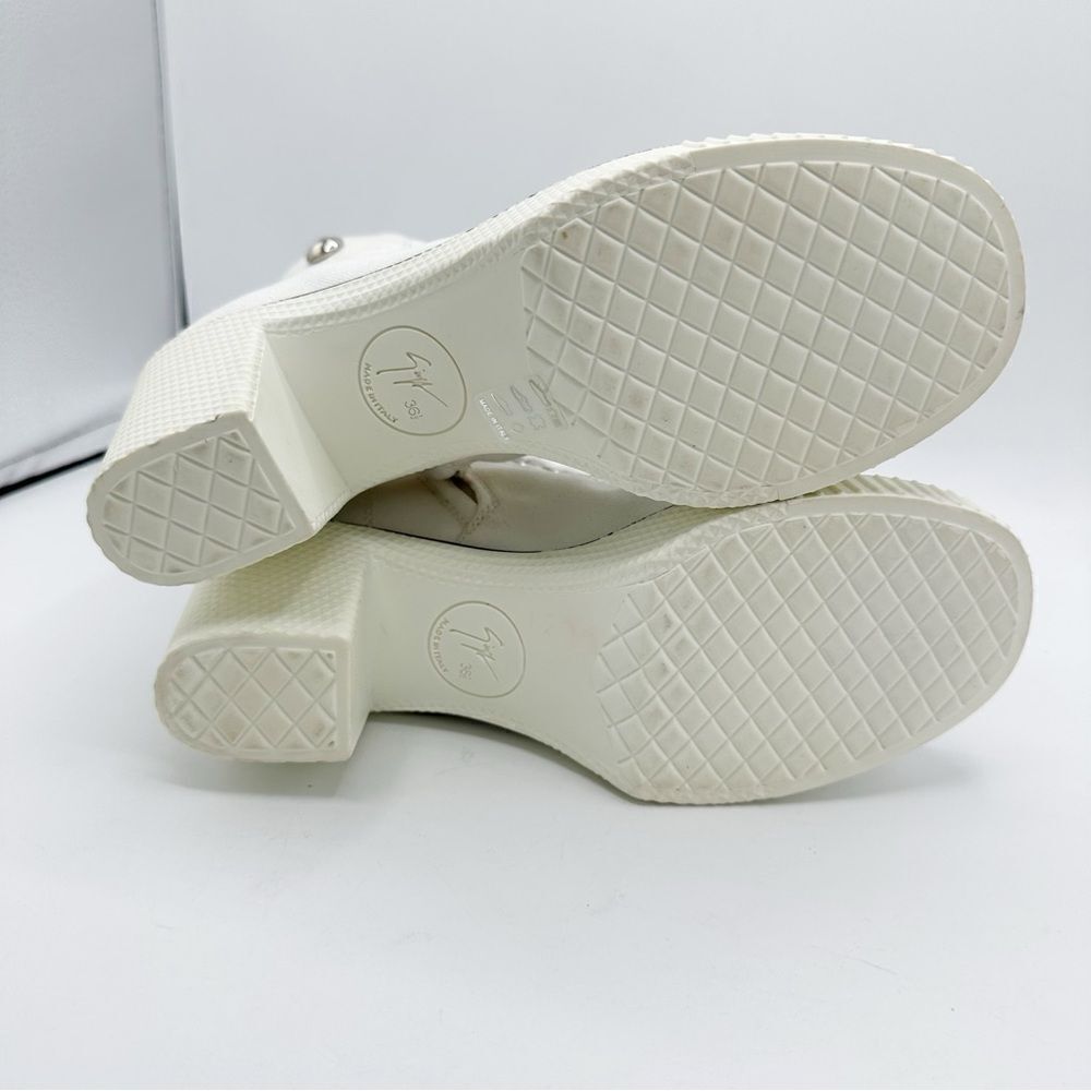 Giuseppe Zanotti White High-Top High Heeled Canvas Lace-Up Boots‎ Sneaker Sz 6 - Picture 10 of 11